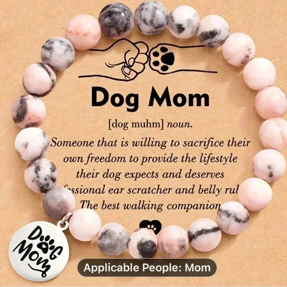 Dog Mom Bracelet Pink Gray Black